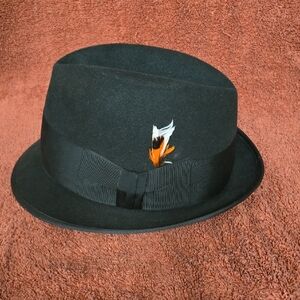 Vintage Stetson Black Fedora with Feather Accent